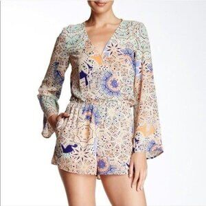 DR2 Patchwork Boho Crochet Long Sleeve Romper - Size X-Small (XS)